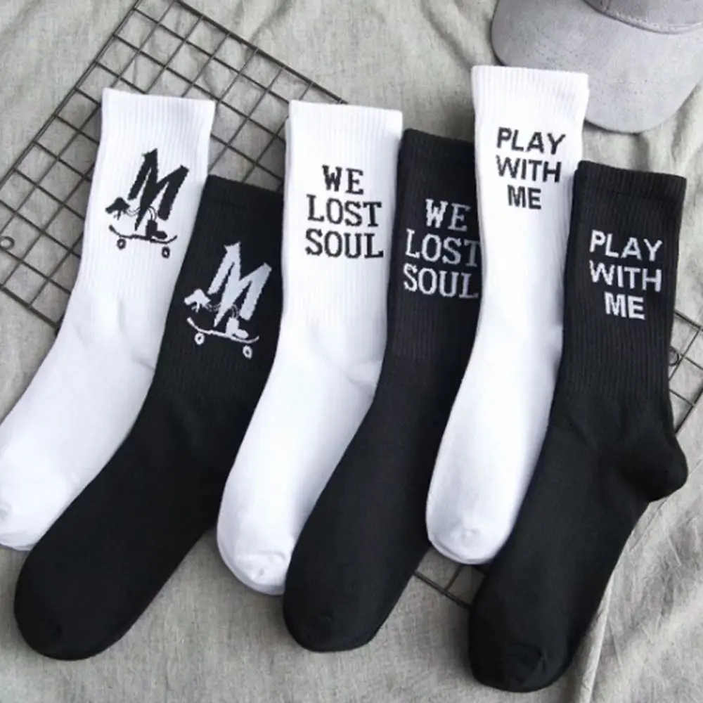 Мужские повседневные хлопковые носки с мультяшными надписями модные новые