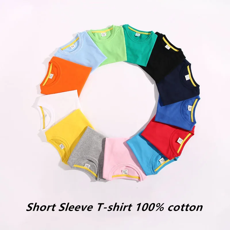 Детская Хлопковая футболка с коротким рукавом на возраст 1 12 лет|Тройники| |