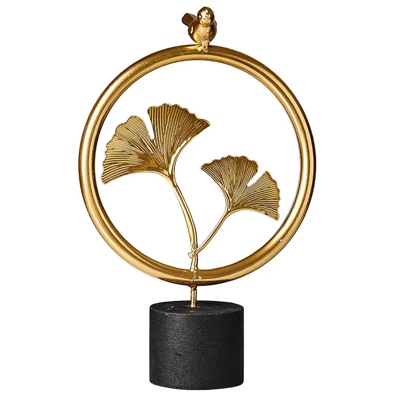 

Creative Gold Leaf Home Decoration Accessories Modern Iron Flowers Ornaments Miniature Figurinas Gift Living Room Office Decor