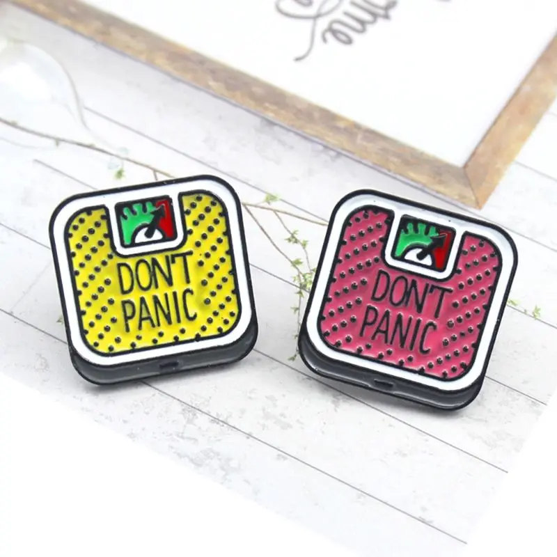 Cartoon Cute Don't Panic Weighing Scale Alloy Brooch Mini Pins Badge Enamel Lapel Pin Dresses Hat Scarf Decor Accessory | Украшения и