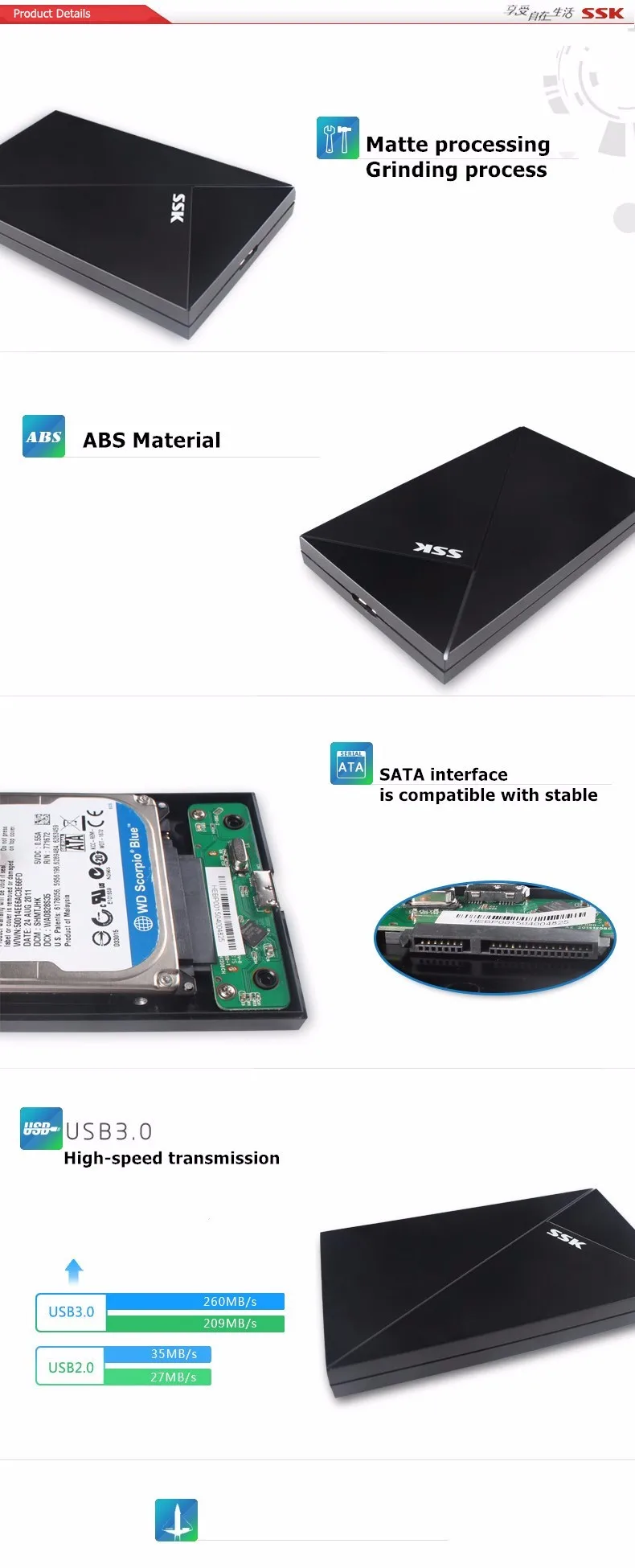 Esata Hd Externo Hdd док-станция Optibay Ssk Usb3.0 мобильный жесткий диск коробка 2,5 дюйма SATA, серийный выпуск ноутбука 088