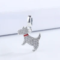 suitable for pandora 925 sterling silver dog animal charm red white beads suitable for bracelet pendant necklace