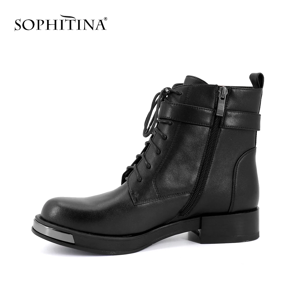 SOPHITINA/модные ботинки с металлическими украшениями; новая обувь из высококачественной натуральной кожи с круглым носком; Лидер продаж; ботильоны ручной работы; SC257