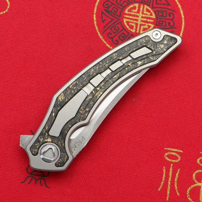 

2021 New STEDEMON Prki Folding Knife Titanium Alloy Carbon Fiber Handle S90V Steel Defensive Outdoor Camping Survival EDC Tools