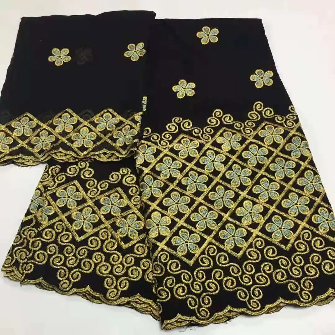 Красивые цветы Brode швейцарское кружево хлопчатобумажная ткань вышивка с камнями