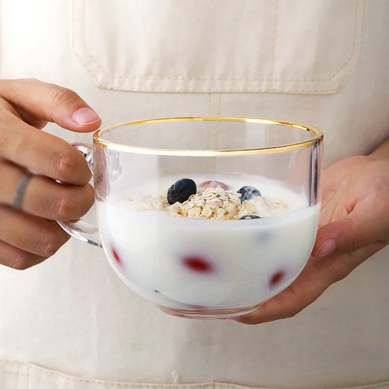 

1Pcs Glass Breakfast Cup Coffee Tea Milk Mug Creative oat Mug Transparent Handle Heat resistant Drinkware Cup Kitchen Supplies