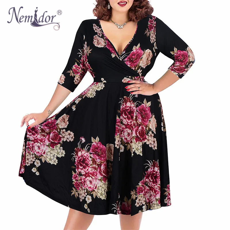 Платье Nemidor женское с коротким рукавом и треугольным вырезом|swing dress|a-line dressdress plus |