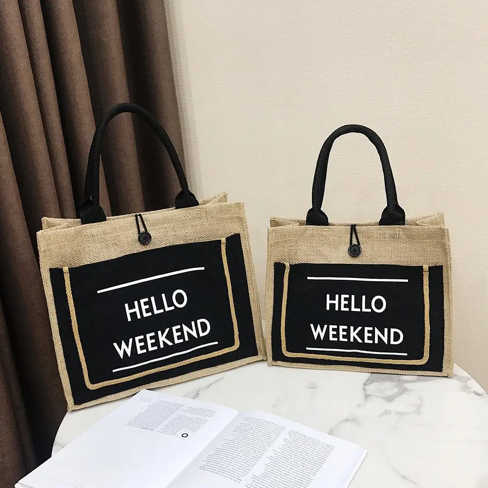 

High Quality Women Linen Tote Large Capacity Casual Shoulder Bag Lady Daily Handbag Fresh Summer Picnic Travel Shopping Bag