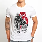 Футболка Mando sumi-e warrior, мужская летняя белая Повседневная футболка с коротким рукавом, подарок унисекс