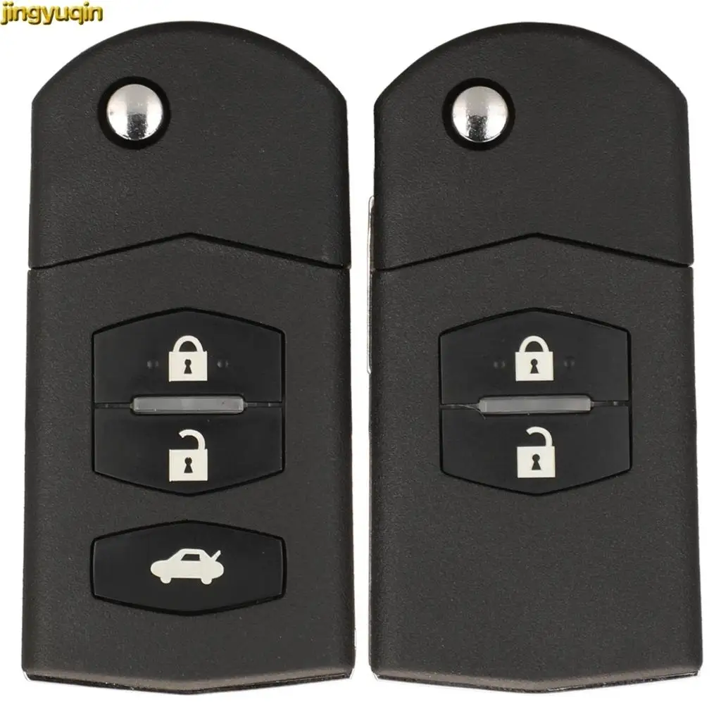 

Jingyuqin 5pcs Remote Car Key Fob Shell For Mazda Demio 2 M2 3 M3 5 M5 6 M6 CX7 CX9 MX5 RX8 MPV 2/3 Buttons with Battery Holder