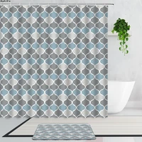 nordic style geometric stripe wave shower curtains frabic minimal art bathroom curtain set non slip bath mats carpet home decor