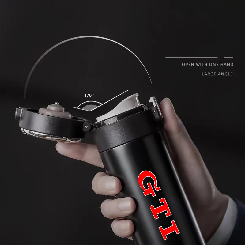 

4S Intelligent Thermos Flask Travel Sport Cup Stainless Steel Vacuum Water Bottle For Golf GTI 4 5 6 7 MK4 MK5 MK7 GTI logo Car
