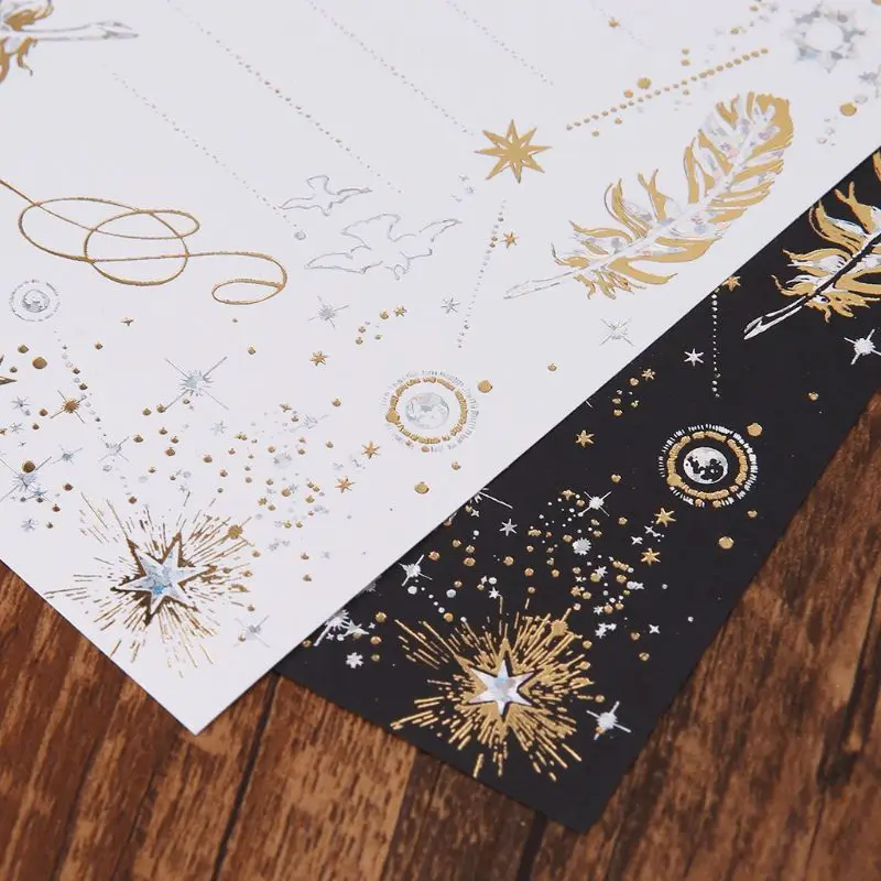 

8 Sheets High-end Vintage Bronzing Feather Blessing Letter Paper Pad Writing Office School Supplies
