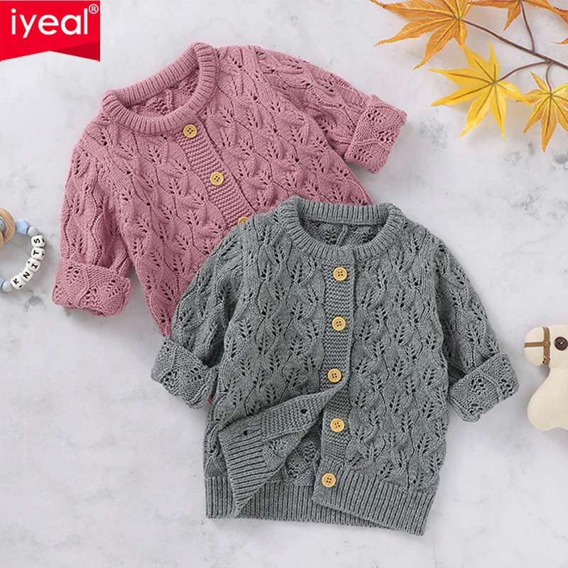 

IYEAL 2020 Winter Spring Baby Boy Sweater Infant Girl Cardigan Sweaters Knitted Chidlren Outwear Long Sleeve Baby Girls Coat
