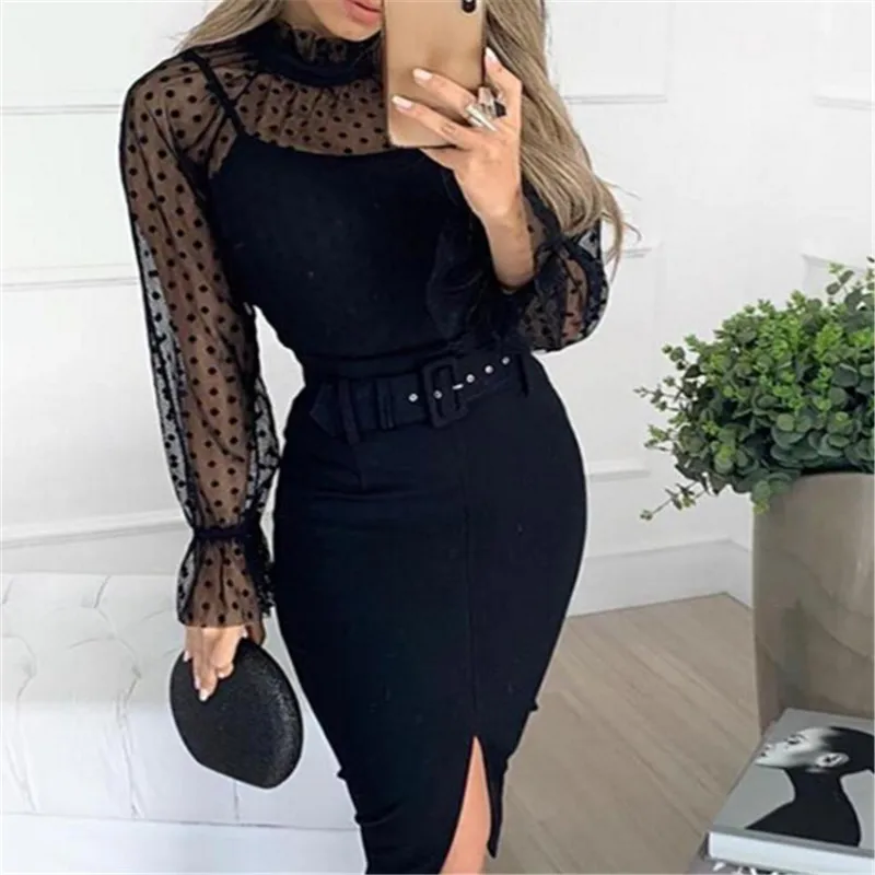 Модное женское однотонное Бандажное обтягивающее изящное Сетчатое вечернее