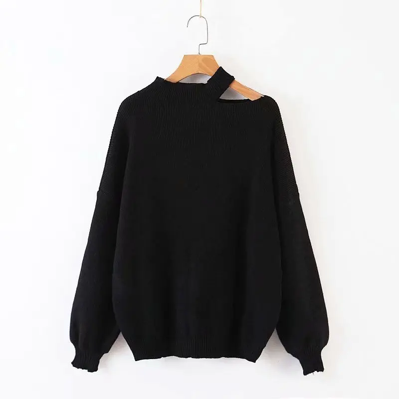 

Women Clothes 2019 Autumn and Winter Clothes Women Lazy Wind Asymmetric Shoulder Strap Pull Femme Pullover Women Sweater Women