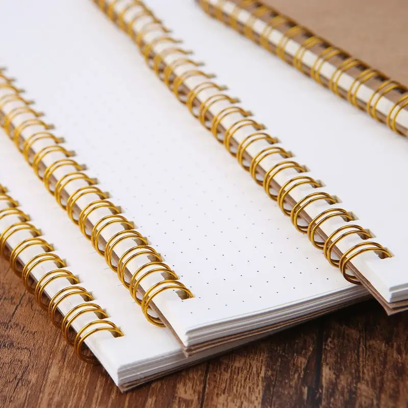

A5 Bullet Notebook Kraft Dot Grid Time Management Blank Book Spiral Journal Weekly Planner School Office Supplies