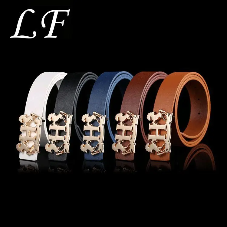 

Trend Belt Belt Wild Belt Zinc Alloy Buckle Letter Double Horse H Smooth Buckle Belt
