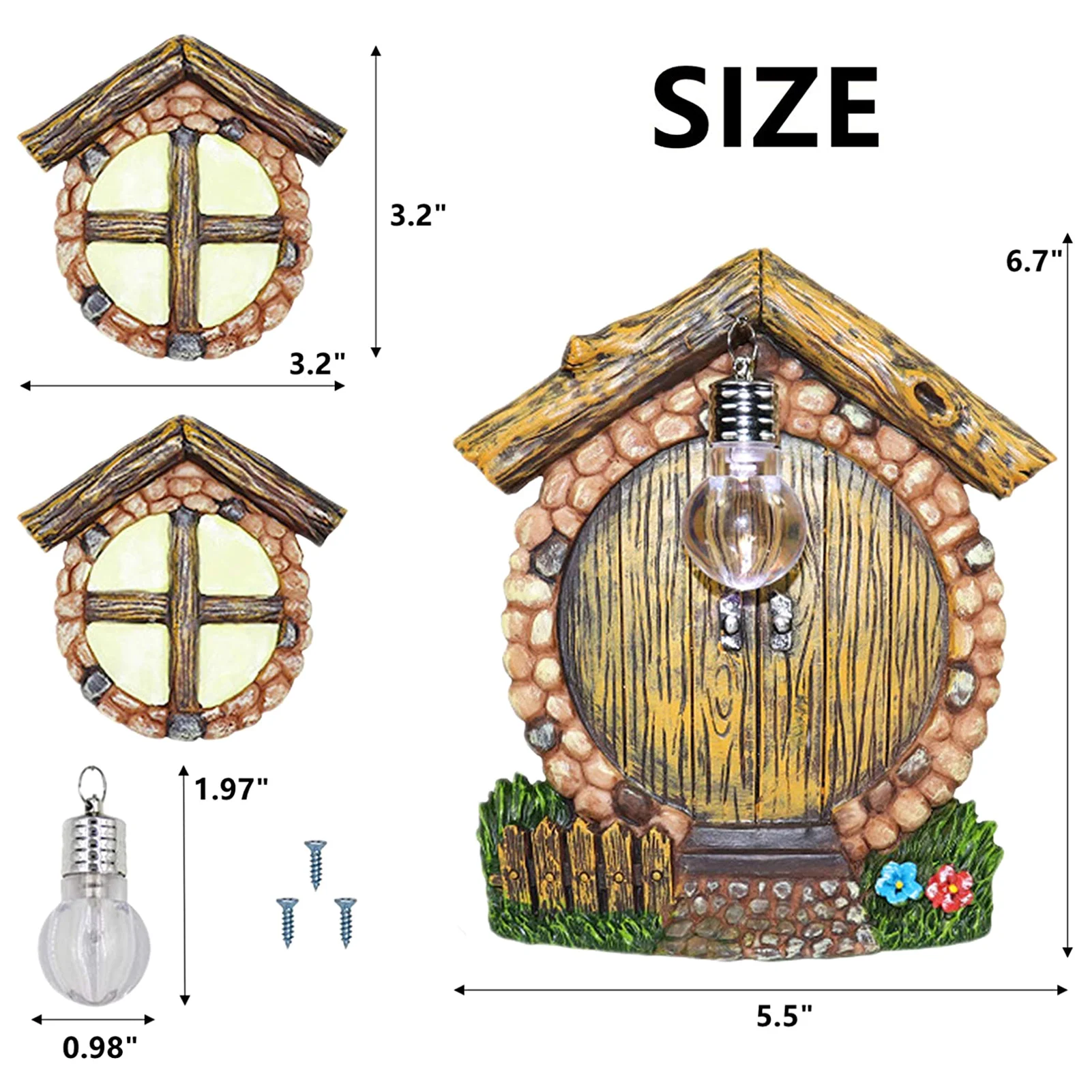 

Hot Miniature Fairy Door Set Fairy Elf Gnome Home Door And Windows, Cute Tree Decor Yard Art Jardineria Decor Sculptures