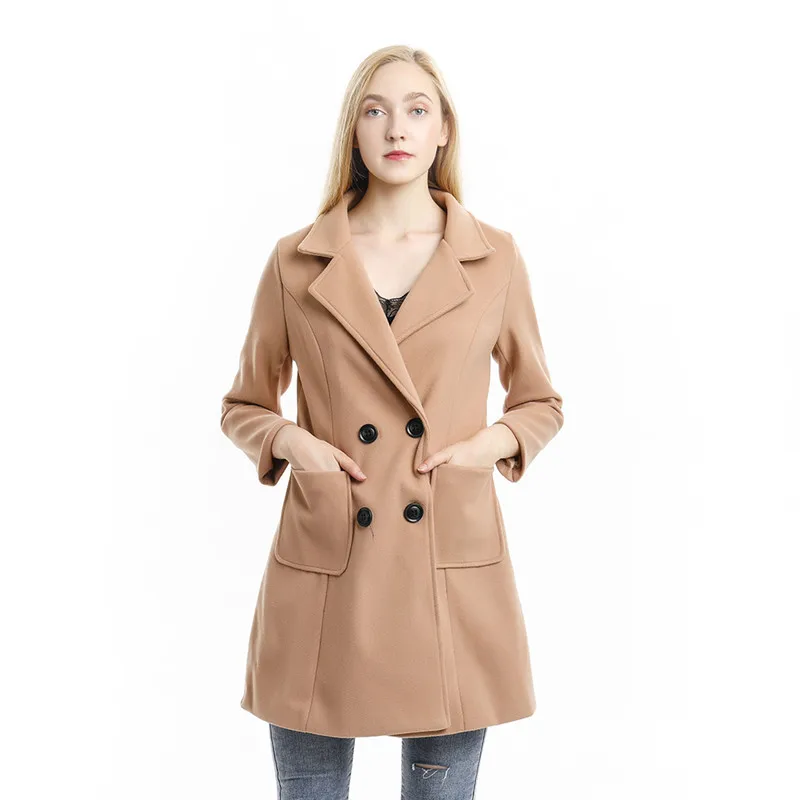 Женское шерстяное пальто средней длины популярная верхняя одежда в Корейском