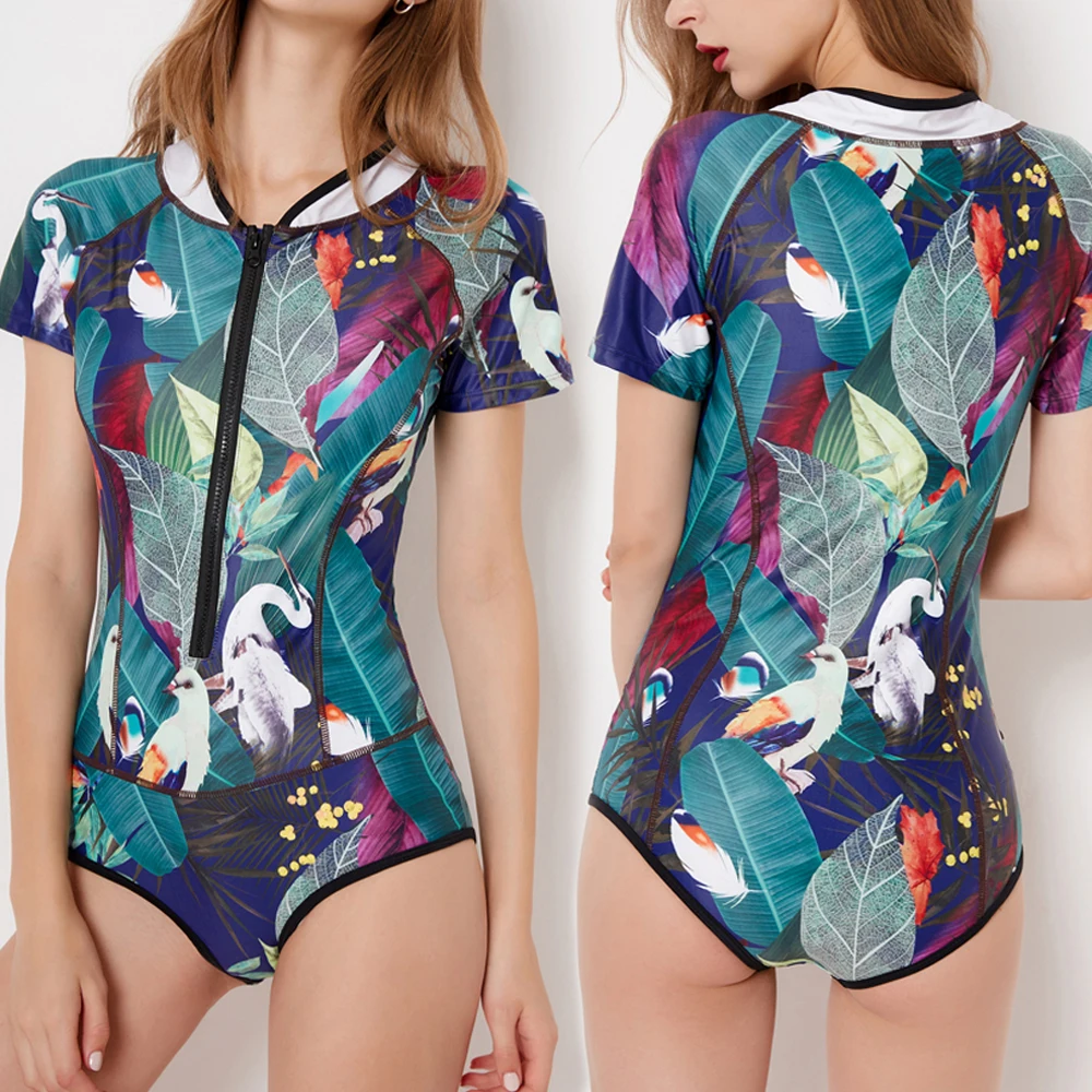 Профессиональный купальник цельный комбинезон с коротким рукавом Купальник