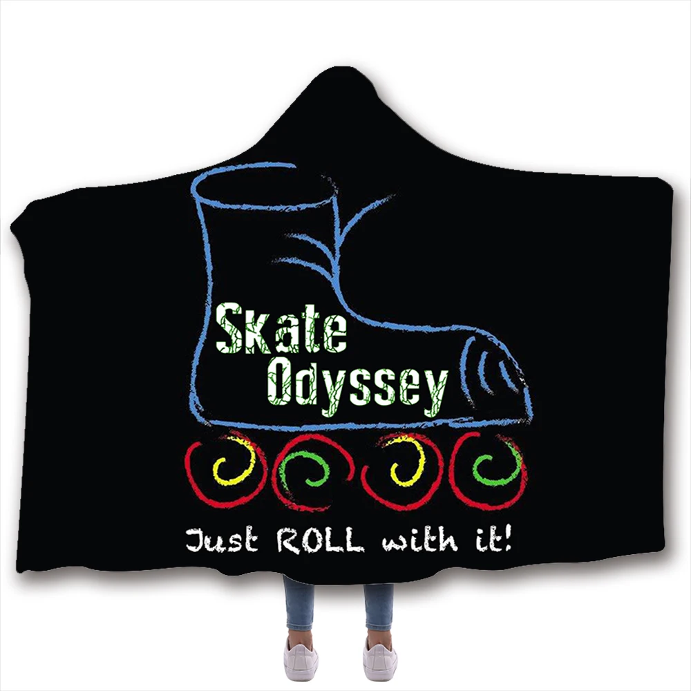 Плед с капюшоном для мам, занимающихся скейтбордингом, Dropshipping Skating Mom Hoodie Blanket Coral Fleece Hooded Winter Warm Travel Airplane Sofa Throw Adult Kids on.