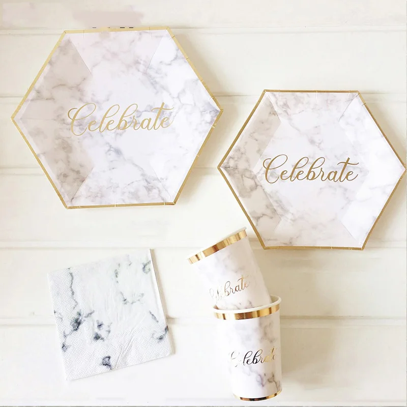 40 шт./компл. Золотая фольга для вечеринок одноразовая посуда позолота бумажный