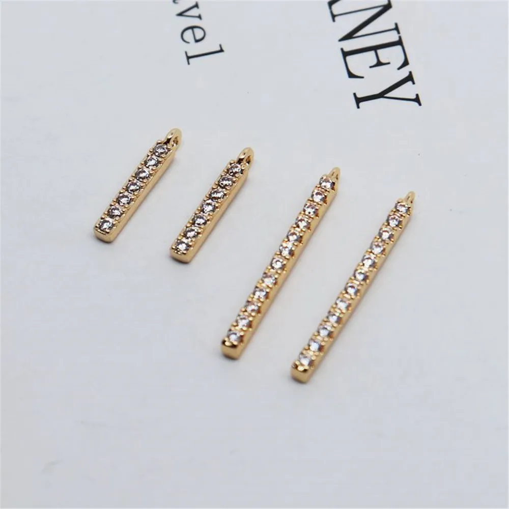 

18K gold encrusted zircon small square pendant handmade diy earring accessories self-made earring material belt pendant