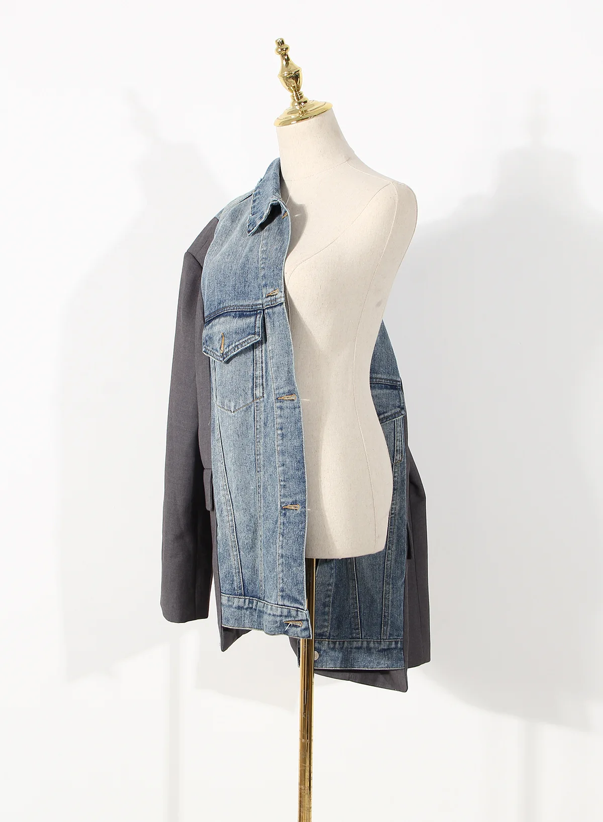 

ZCSMLL denim jacket women patchwork long sleeve turn-down collar korean fashion autumn winter casual female coat 2021 tide