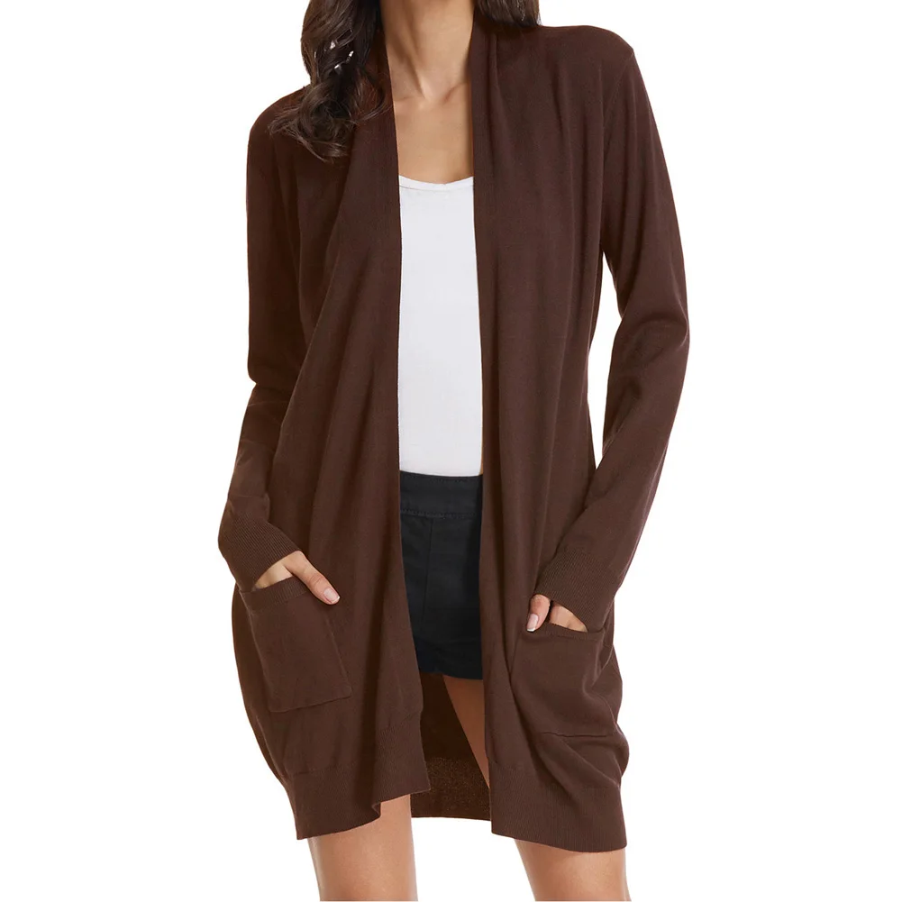 

Jacket Cardigan Coat Sweater Summer Casual Thin Top Winter Seamless With Pocket Mid Lenght
