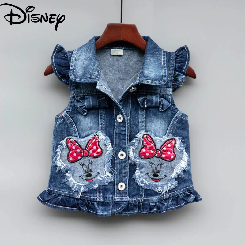 

Disney Mickey Mouse Children's Vest Western Style Baby Vest Jacket Girls Denim Vest Spring and Autumn Clothes