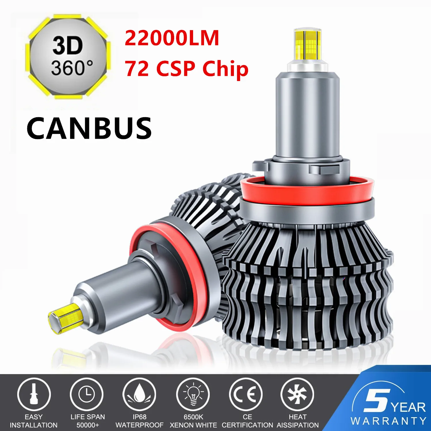 

H1 LED H7 LED 22000LM H8 H9 HB3 9005 HB4 9006 H11 Led Headlights Bulbs 6-sides 110W 3D high power Canbus 360 degree Auto Lamp