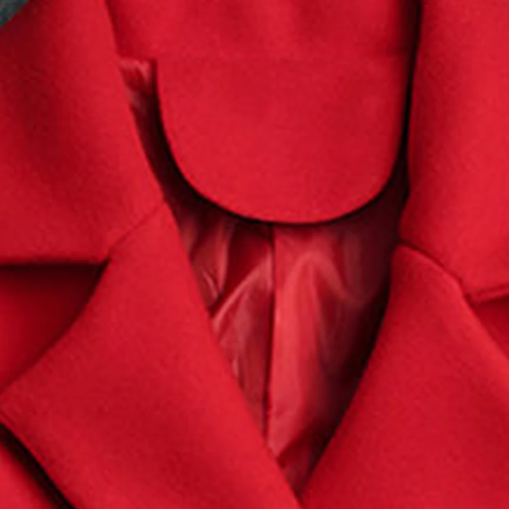 

2020 Women Coat Autumn Winter Clothing Female Elegant Button belt Red Coat Causal Long Coat Plus Size Coat