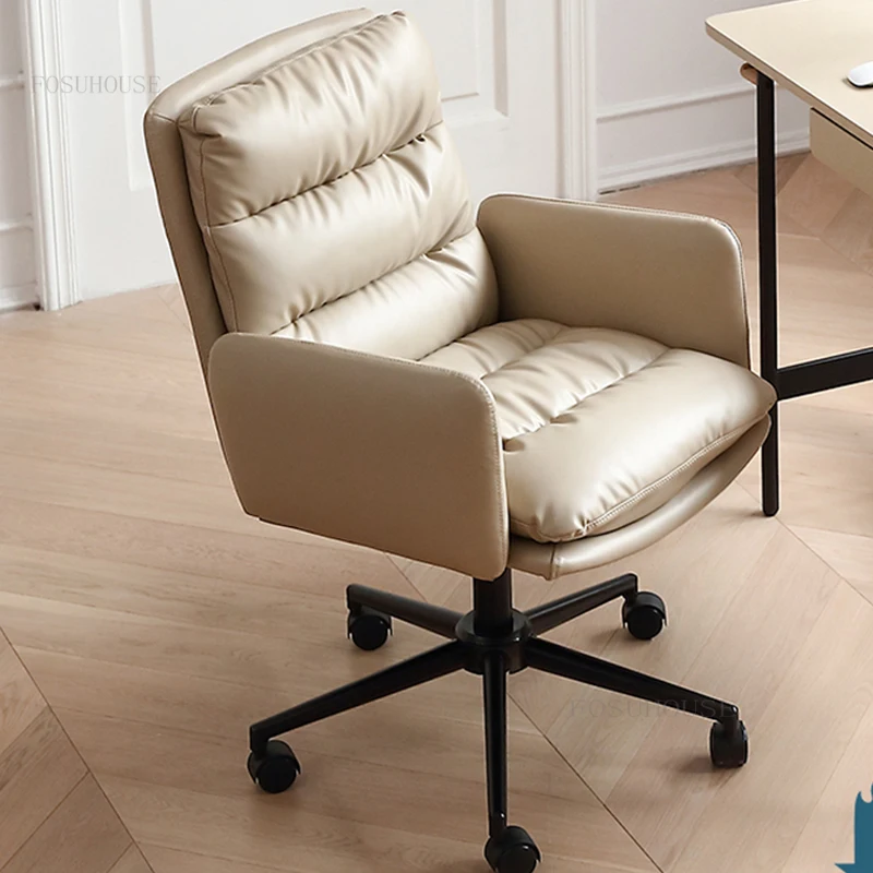 Офисные кресла в скандинавском стиле удобный кожаный стул-спинка для дома и