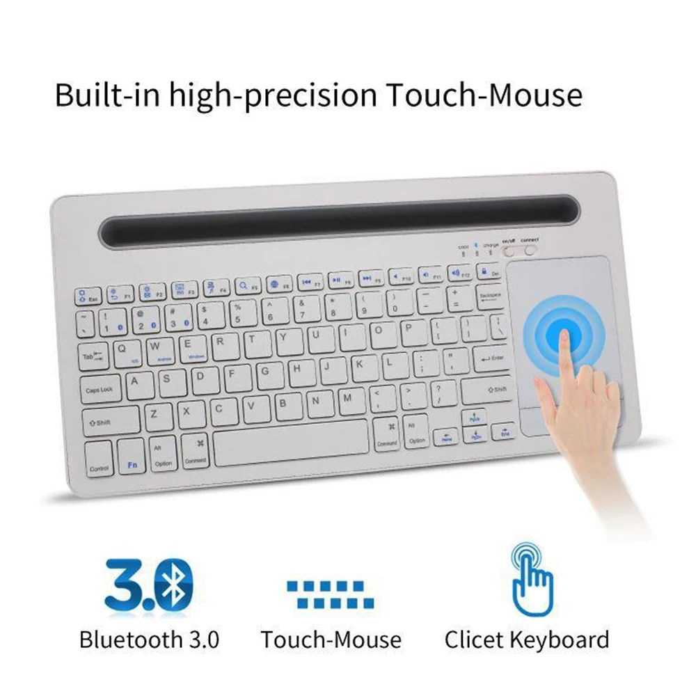 Желейная расческа Bluetooth 3,0 клавиатура с сенсорная панель Мышь многосистемная совместимая Беспроводная портативная клавиатура
