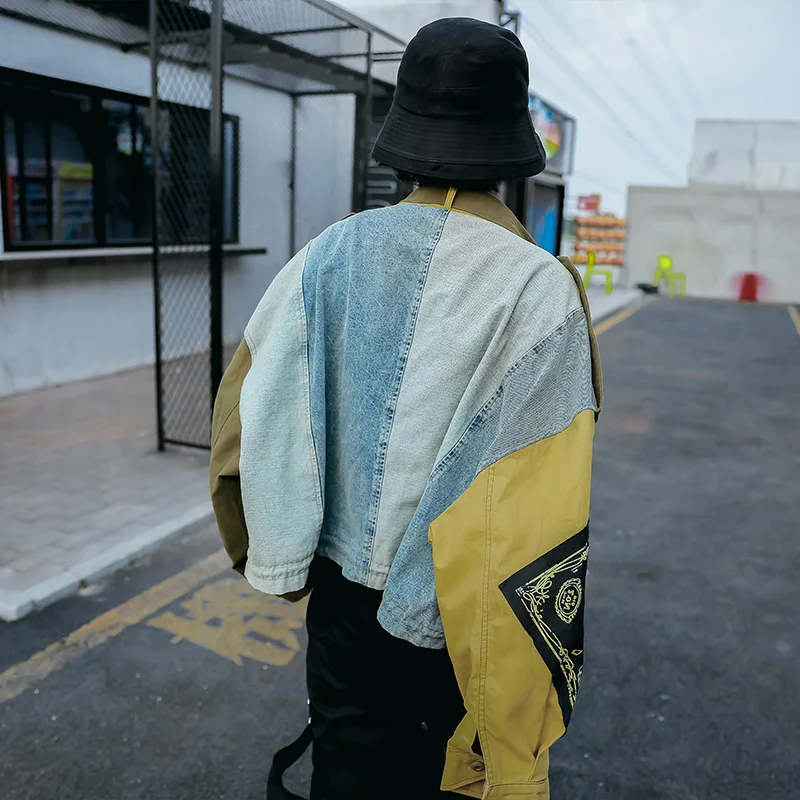 

Jacket ladies autumn contrast stitching stand-up collar long-sleeved jacket 2020 new trendy brand European women's clothing