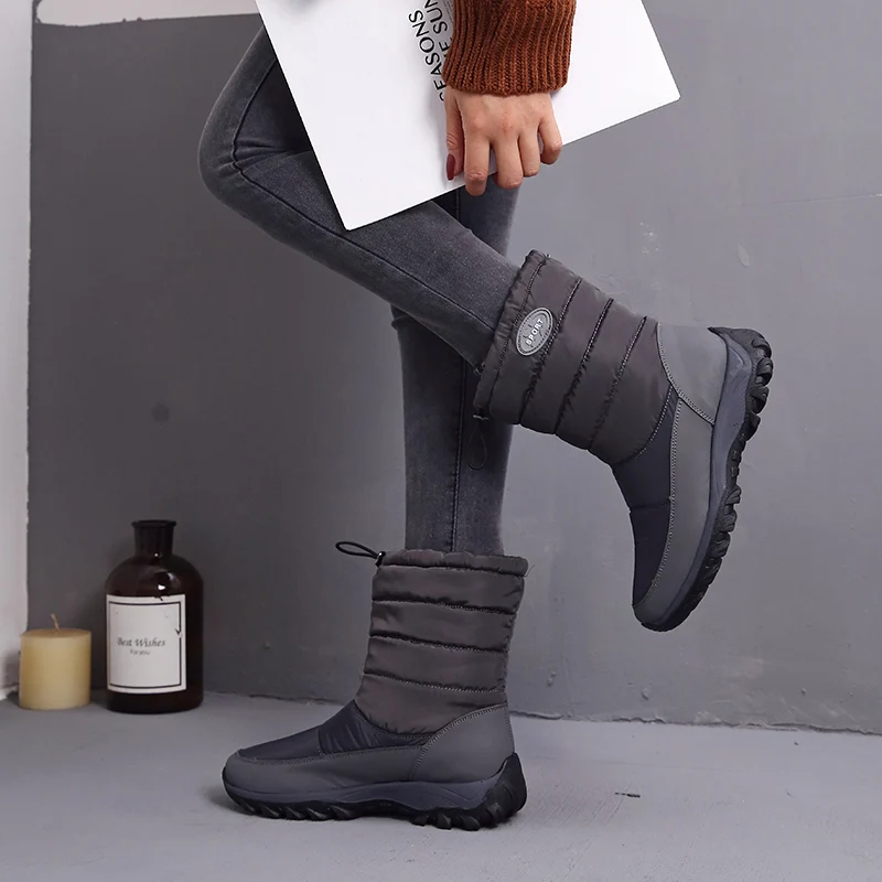Weweya Plush Velvet Snow Boots Woman High Top Waterproof Running Shoes Winter With Fur Warm Cotton Walking Sneakers Big Size 41 | Спорт и