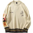 Осенний шерстяной мужской свитер 100% хлопковый свитер в стиле хип-хоп, пуловер, одежда для улицы Ван Гога Вышивка Трикотажные Ретро Винтаж