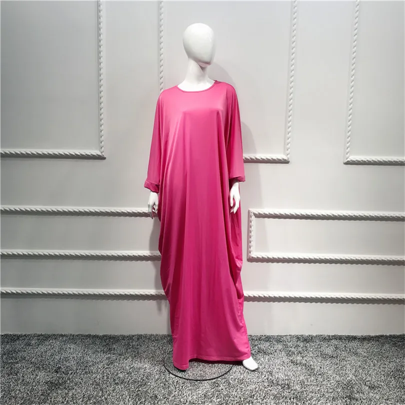 Мусульманское Макси платье женское свободное красное синее черное абайя Дубай