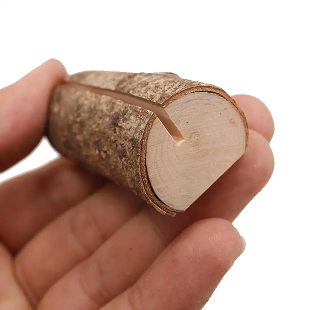 

10pcs Wooden Wedding Name Place Card Holders Natural Folder Rustic Photo Holder Table Number Holder Party Name Display Rack