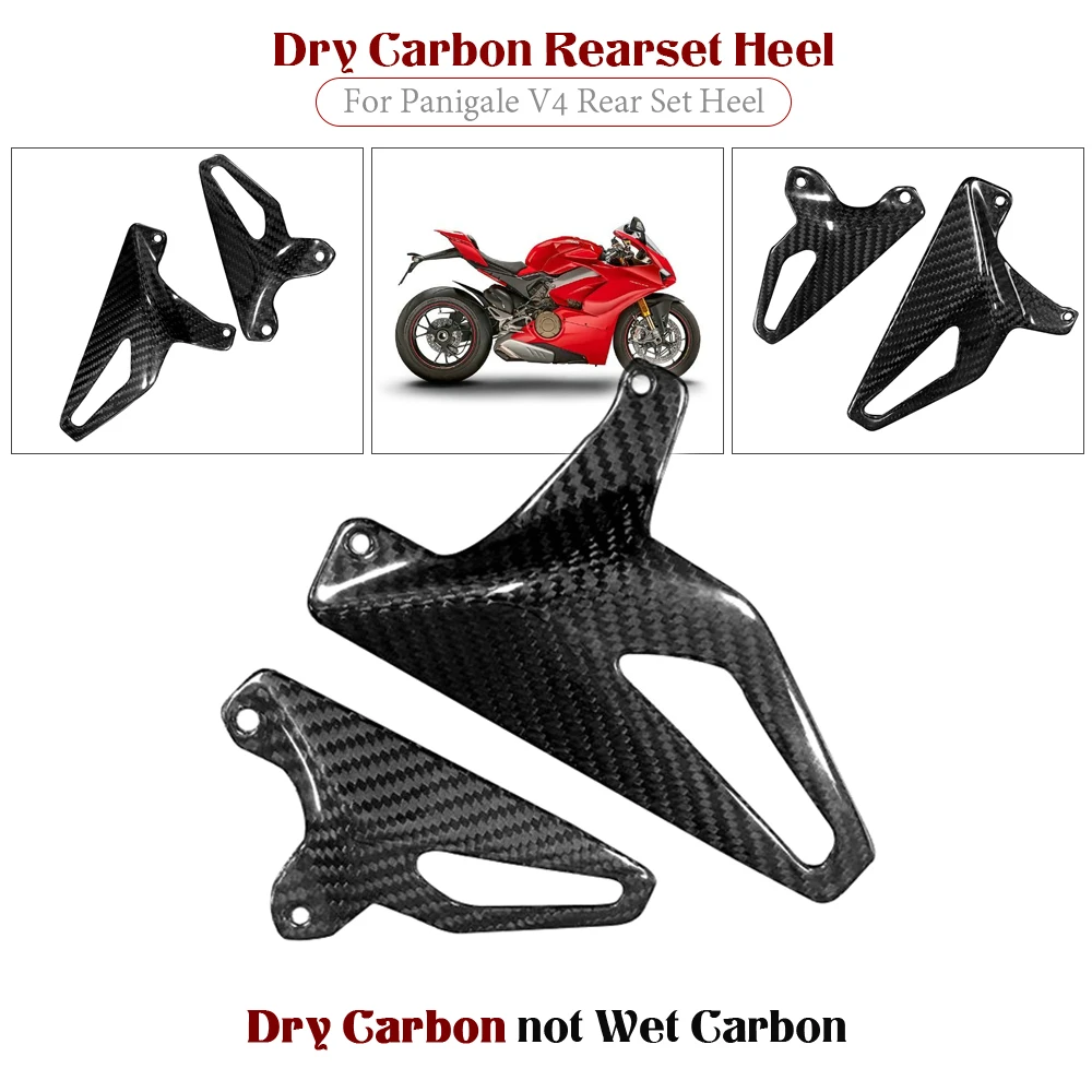 

For Ducati Panigale V4 R/S v4R V4S Dry Carbon Motorcycle Carbon Fiber Rearset Heel Guard Plates Covers Protector