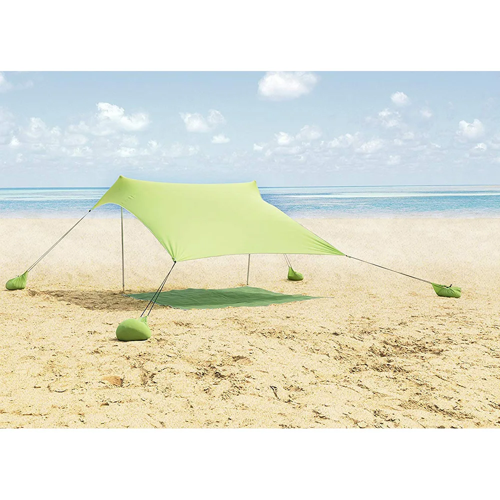 Family Beach Sunshade UPF50 Sun Shade Tent Aluminum Poles 4 Sandbag Anchor Lightweight But Heavy Duty Canopy+Carry Bag | Спорт и