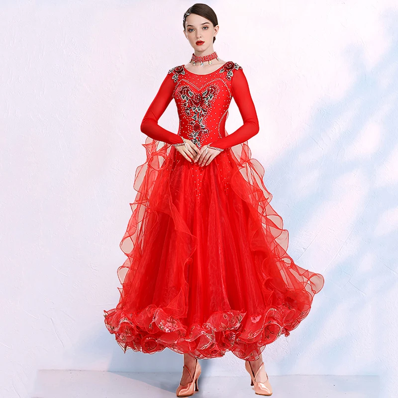 Новинка синее платье для бальной комнаты стандартный костюм бальных танцев