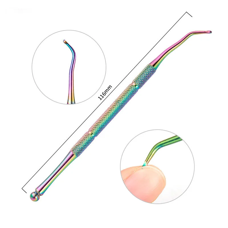 

1 Pcs Multifunction Nail Accessories Rainbow Stainless Steel Dead Kkin Push Nail Tools