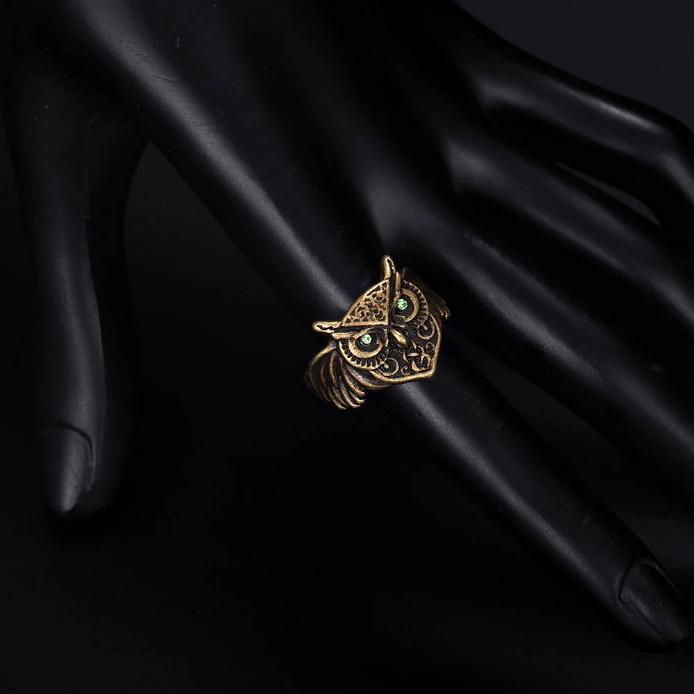 Модное винтажное посеребренное кольцо в форме Совы стиле панк хип-хоп рок с