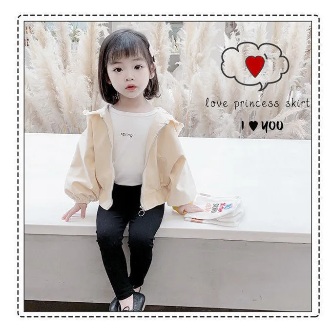 

2021 New Girl Solid Color Zipper Hooded Bat Shirt Coat Jacket Fashion All-Match Top