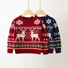 Детские свитера для девочек и мальчиков, топы, одежда, новинка 2021, пуловер для детей на Рождество с мультяшным оленем