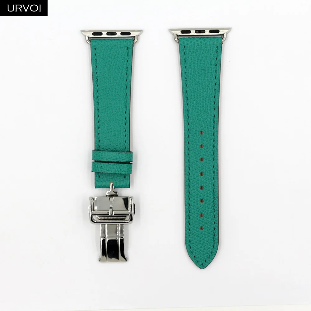 Peacock Blue URVOI раскладной ремешок с пряжкой для Apple Watch 5 4 3 2 1 ремешок для iwatch Ремень Один Тур Дизайн Свифт кожа 38/40 42/44 мм - Цвет ремешка: Peacock Blue
