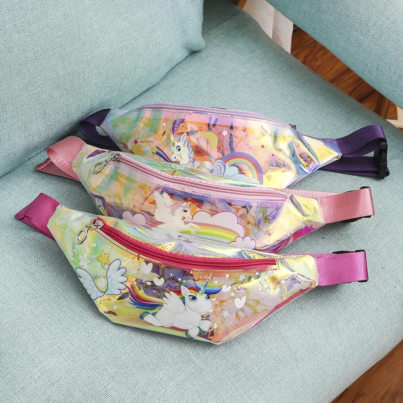 New Girl Women Waist Bag PVC Transparent Unicorn Travel Phone Pouch Belt Waterproof Cartoon Kids Fanny Packs Money | Багаж и сумки