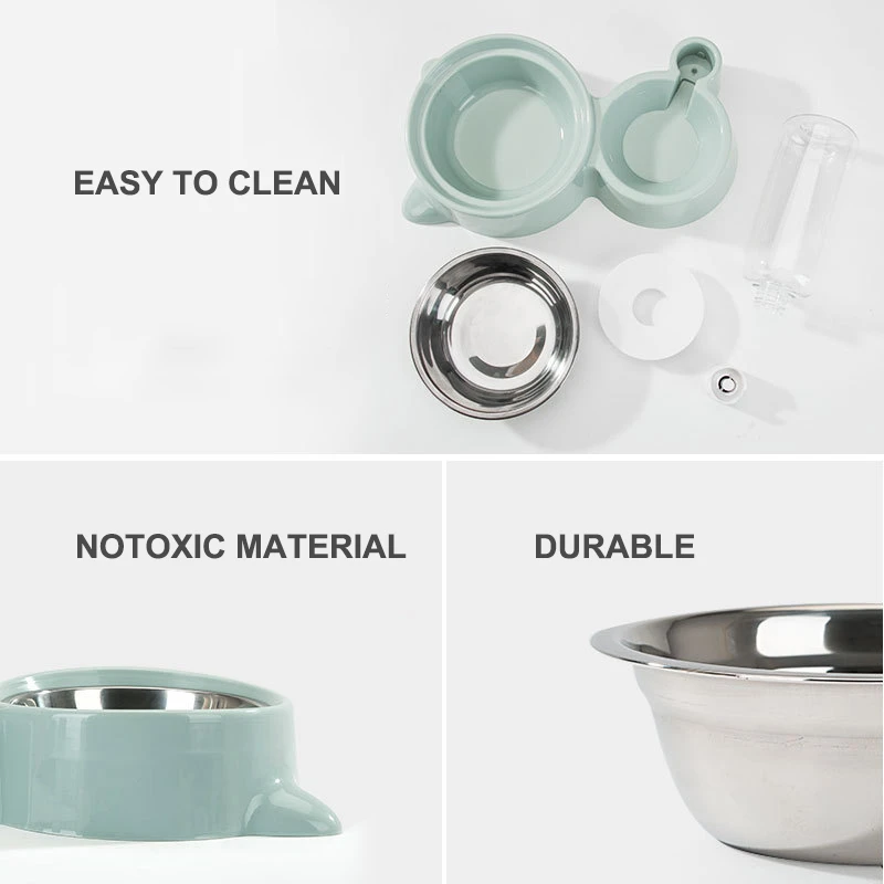 MESNUG кошачья головка двойные кошачьи чаши Съемная нержавеющая сталь Нетоксичная